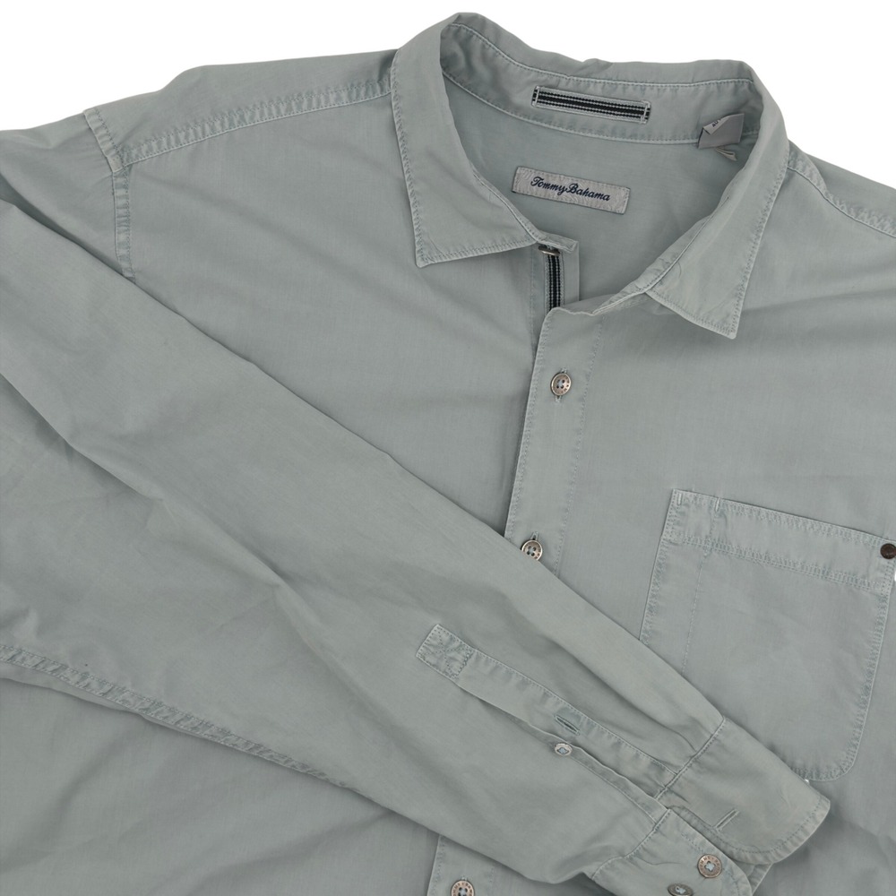 Tommy Bahama Mens XL Button Down Shirt Long Sleeve‎ Light Blue Cotton Pocket